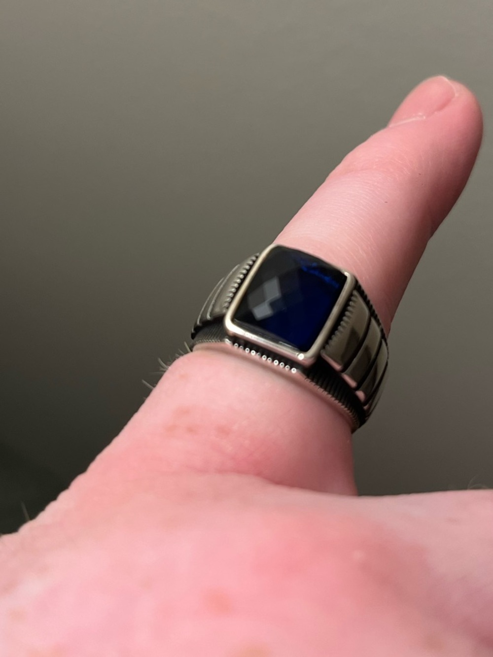 Sterling Silver Ring with Blue Sapphire - Picture 6 of 6